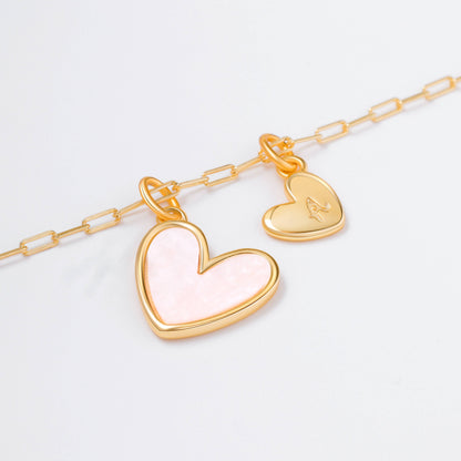 Mint & Lily Mother Of Pearl Heart Initial Necklace