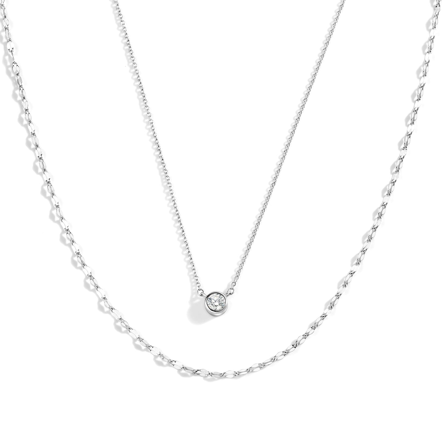 Mint & Lily Classic Bezel Necklace and Petal Chain Set