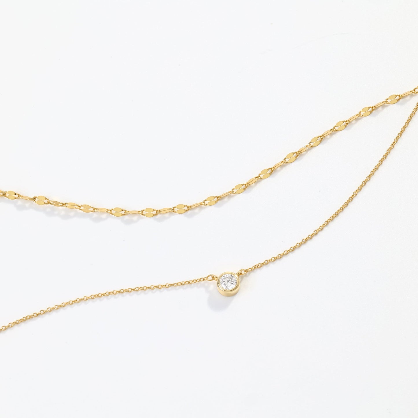 Mint & Lily Classic Bezel Necklace and Petal Chain Set