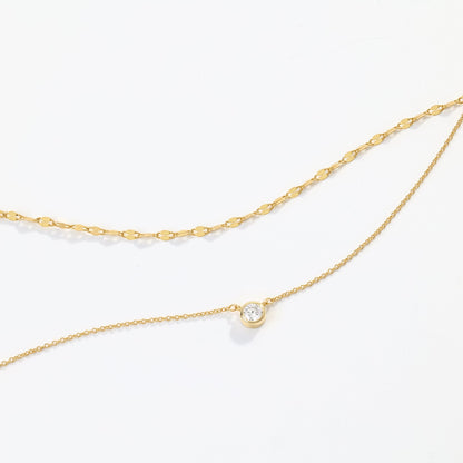 Mint & Lily Classic Bezel Necklace and Petal Chain Set
