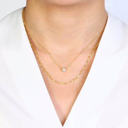 Mint & Lily Classic Bezel Necklace and Petal Chain Set