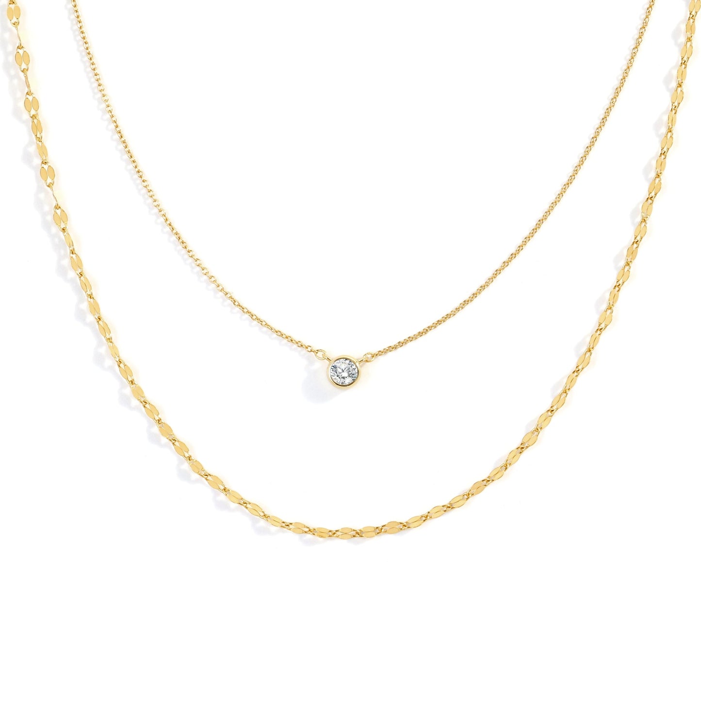 Mint & Lily Classic Bezel Necklace and Petal Chain Set