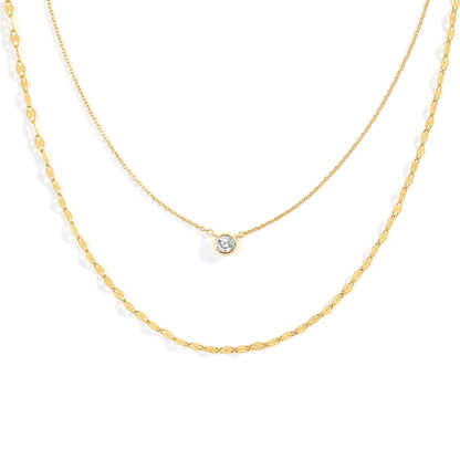 Mint & Lily Classic Bezel Necklace and Petal Chain Set
