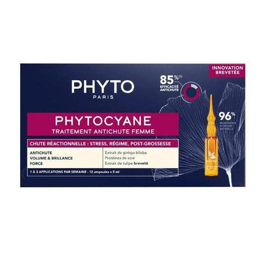 Phyto Phytocyane Hair Loss Treatment for Women - 12 x 5ml Ampoules, Natural Serum, Anti-Hair Fall Care