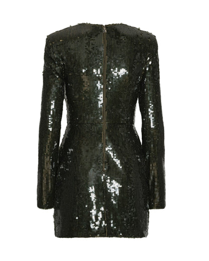 Mini Dress Sequinned Black Olive
