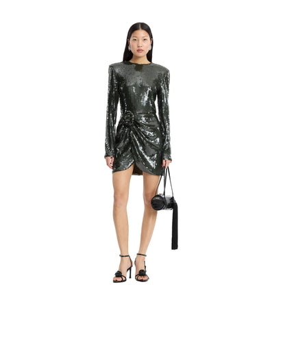 Mini Dress Sequinned Black Olive