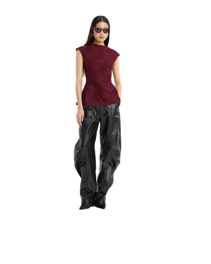 Leather Cargo Trousers Black