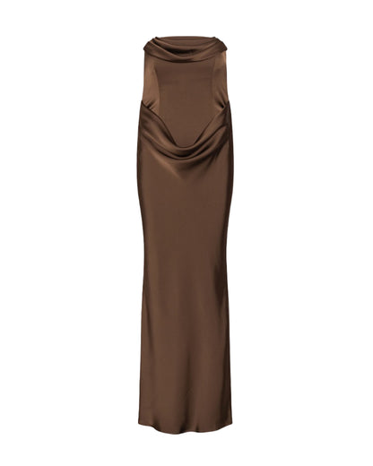 Long Corsage Dress Chicory Coffee