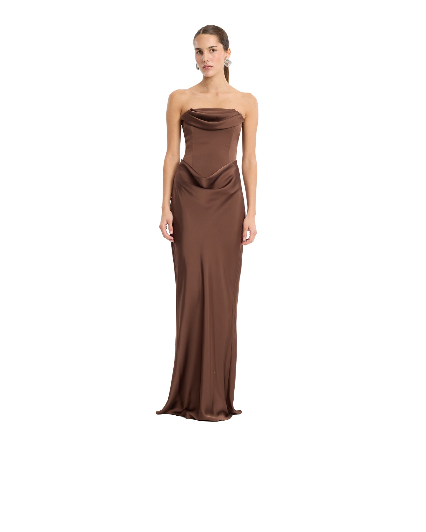 Long Corsage Dress Chicory Coffee