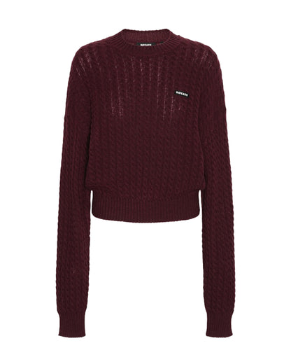 Cable Crewneck Sweater Decadent Chocolate