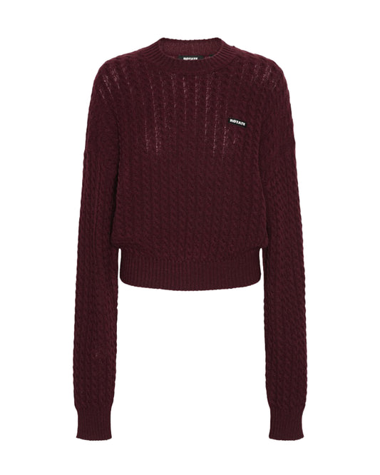 Cable Crewneck Sweater Decadent Chocolate