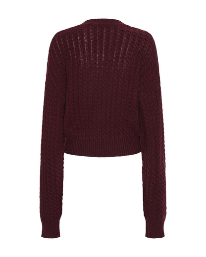 Cable Crewneck Sweater Decadent Chocolate
