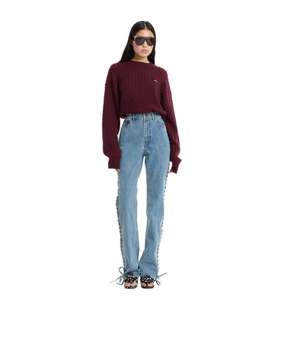 Cable Crewneck Sweater Decadent Chocolate