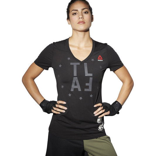 Reebok Women's Train Like A Fighter Perf Short Sleeve V Tee