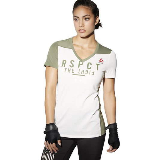 Reebok Women's Train Like A Fighter Perf Short Sleeve V Tee