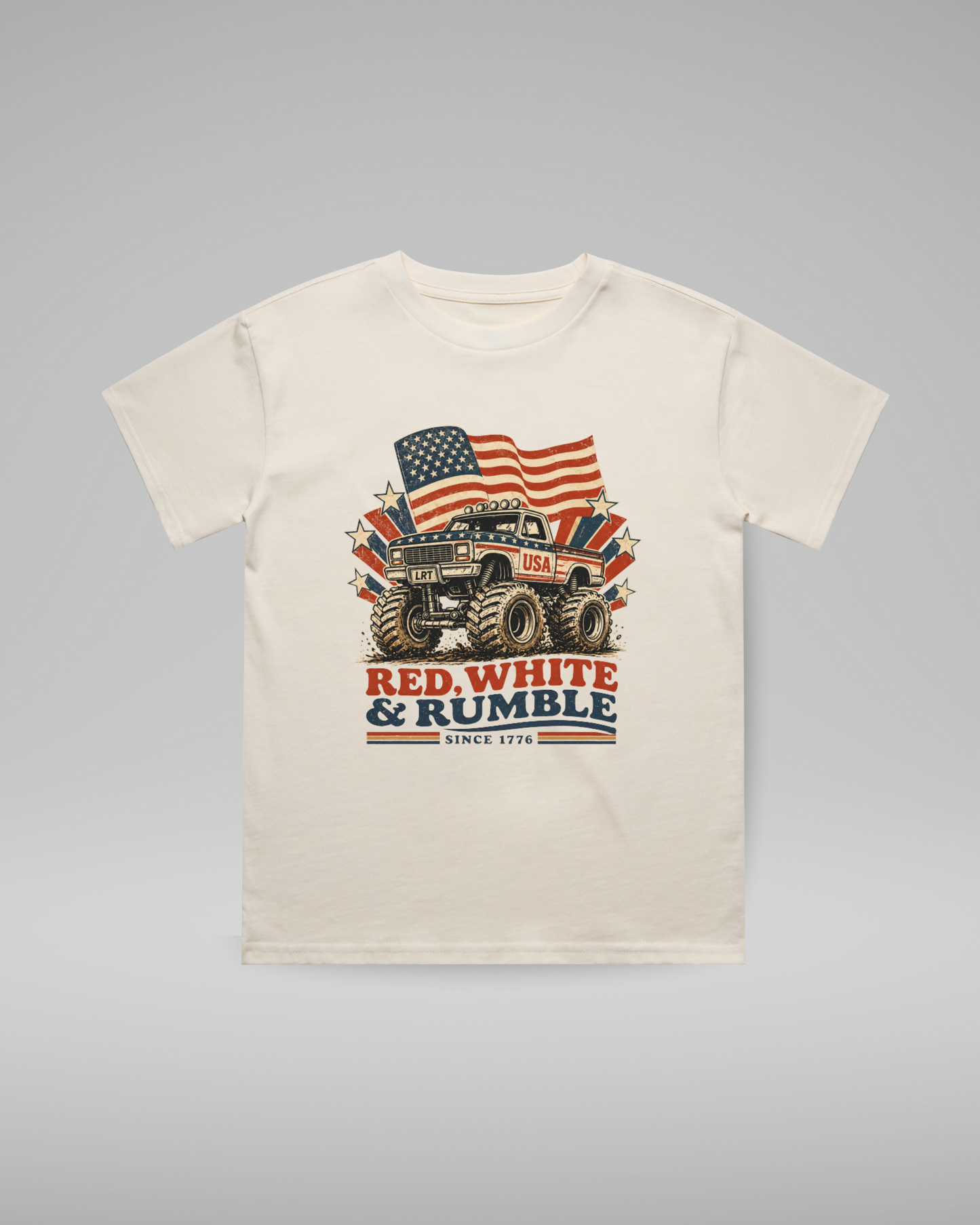 Red White and Rumble Tee - Vintage Cream