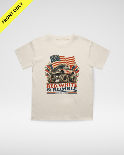 Red White and Rumble Tee - Vintage Cream