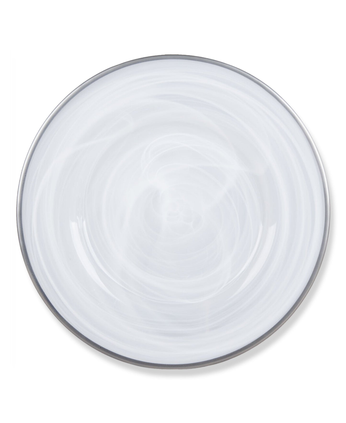 Jay Companies Alabaster Glass Charger Plates 4-Piece Set With Silver Rim 13"D