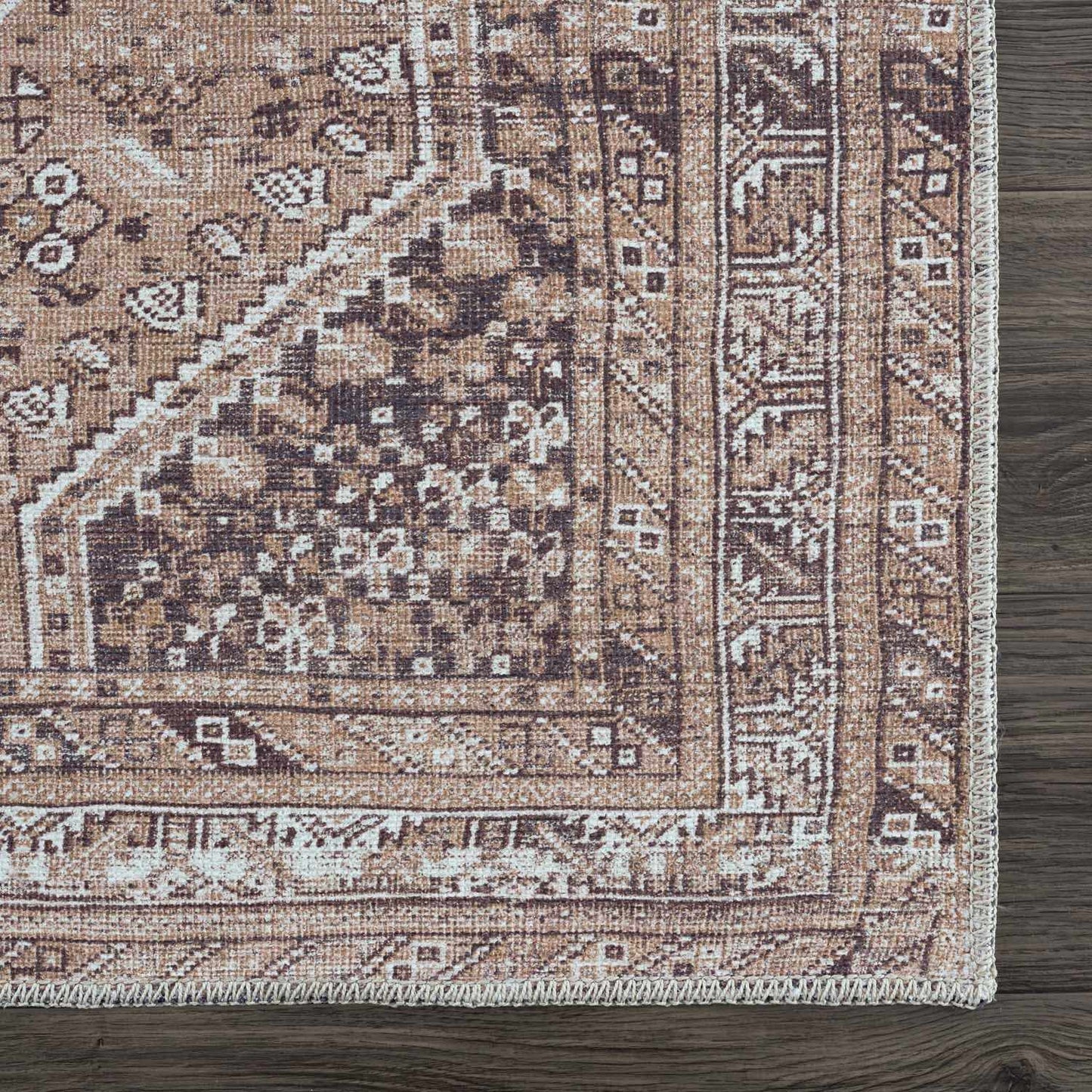 Barny Brown Flat Pile Washable Rug - Clearance
