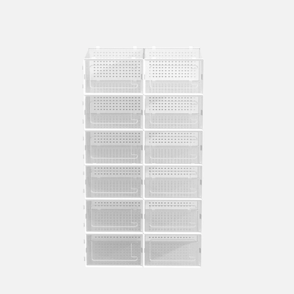 12 Pack of Plastic Stackable Shoe Boxes
