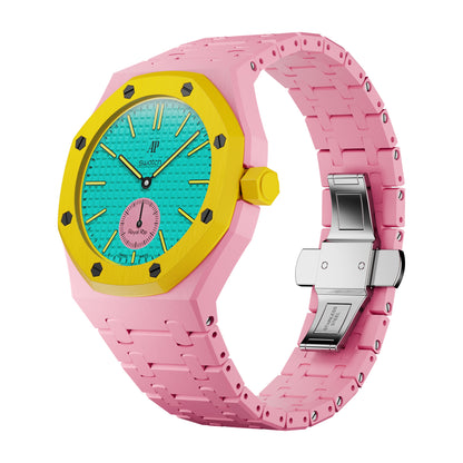 AP x Swatch Royal Pop Integrated Link Bracelet Band – Bubblegum Pop – Classic Crown Edition | Waloo Watch Bands