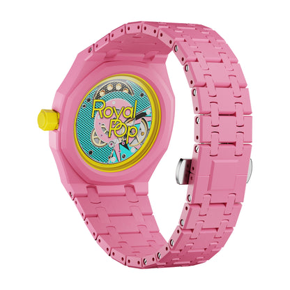 AP x Swatch Royal Pop Integrated Link Bracelet Band – Bubblegum Pop – Classic Crown Edition | Waloo Watch Bands