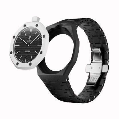 AP x Swatch Royal Pop Integrated Link Bracelet Band – Midnight Black – Vertical Crown Edition | Waloo Watch Bands