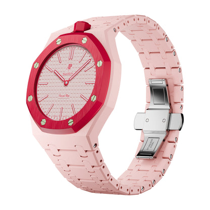 AP x Swatch Royal Pop Integrated Link Bracelet Band – Rosé Pink – Vertical Crown Edition | Waloo Watch Bands