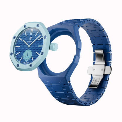AP x Swatch Royal Pop Integrated Link Bracelet Band – Sky Blue – Classic Crown Edition | Waloo Watch Bands