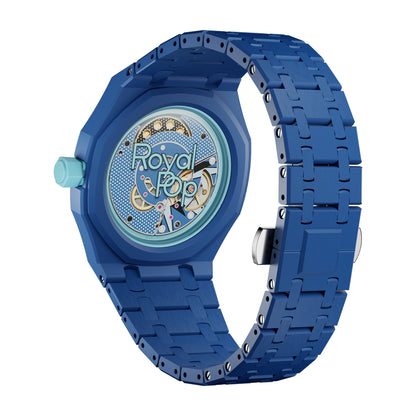 AP x Swatch Royal Pop Integrated Link Bracelet Band – Sky Blue – Classic Crown Edition | Waloo Watch Bands