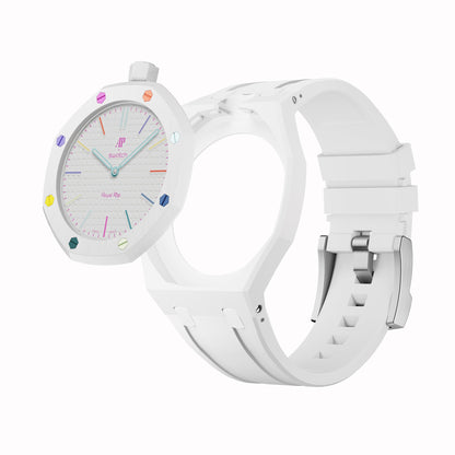 AP x Swatch Royal Pop Performance Band – Arctic White – Vertical Crown Edition | Waloo Watch Bands