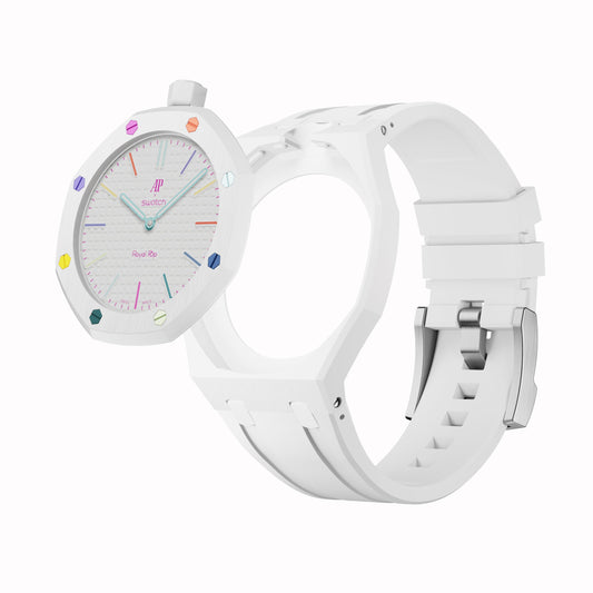 AP x Swatch Royal Pop Performance Band – Arctic White – Vertical Crown Edition | Waloo Watch Bands