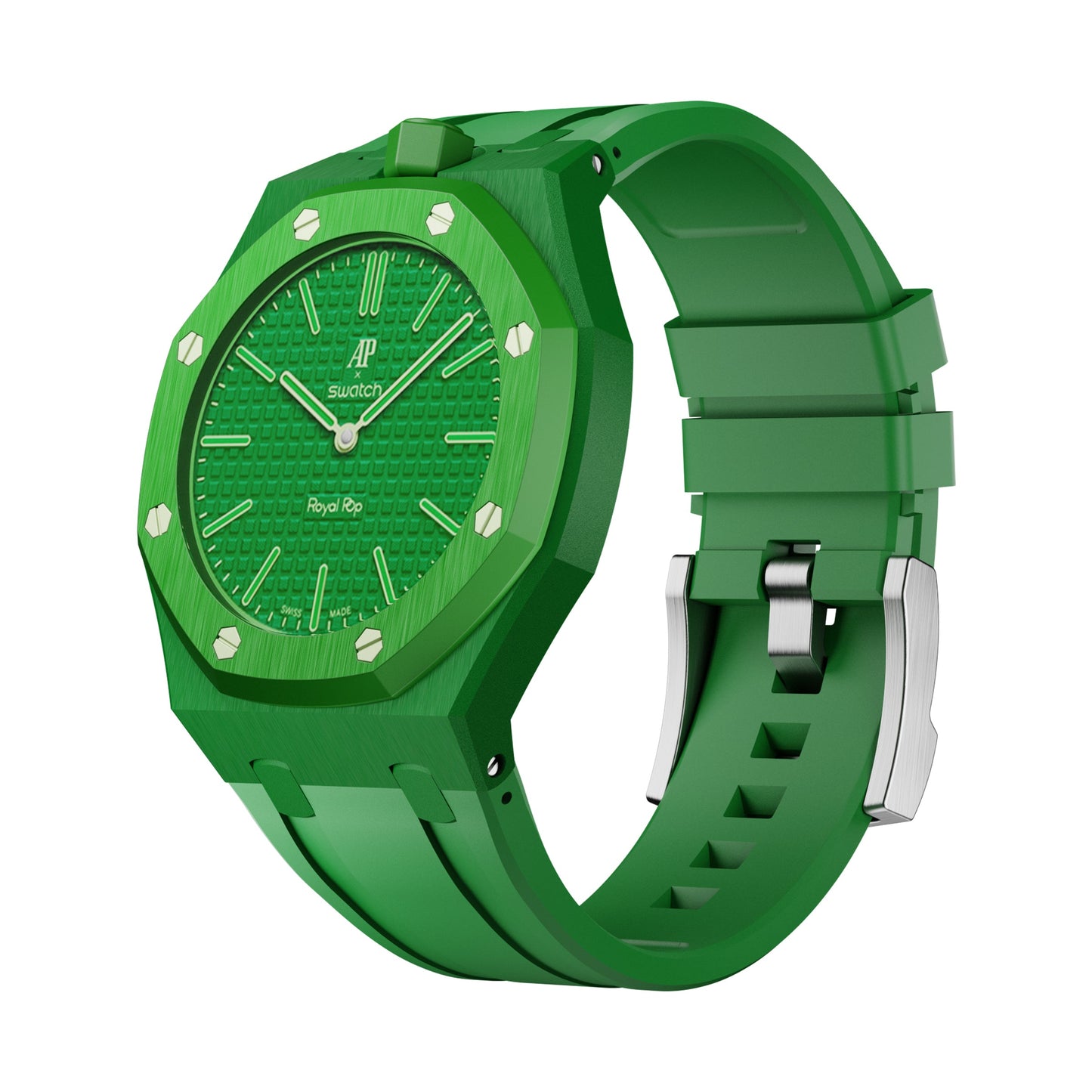 AP x Swatch Royal Pop Performance Band – Emerald Green – Vertical Crown Edition | Waloo Watch Bands