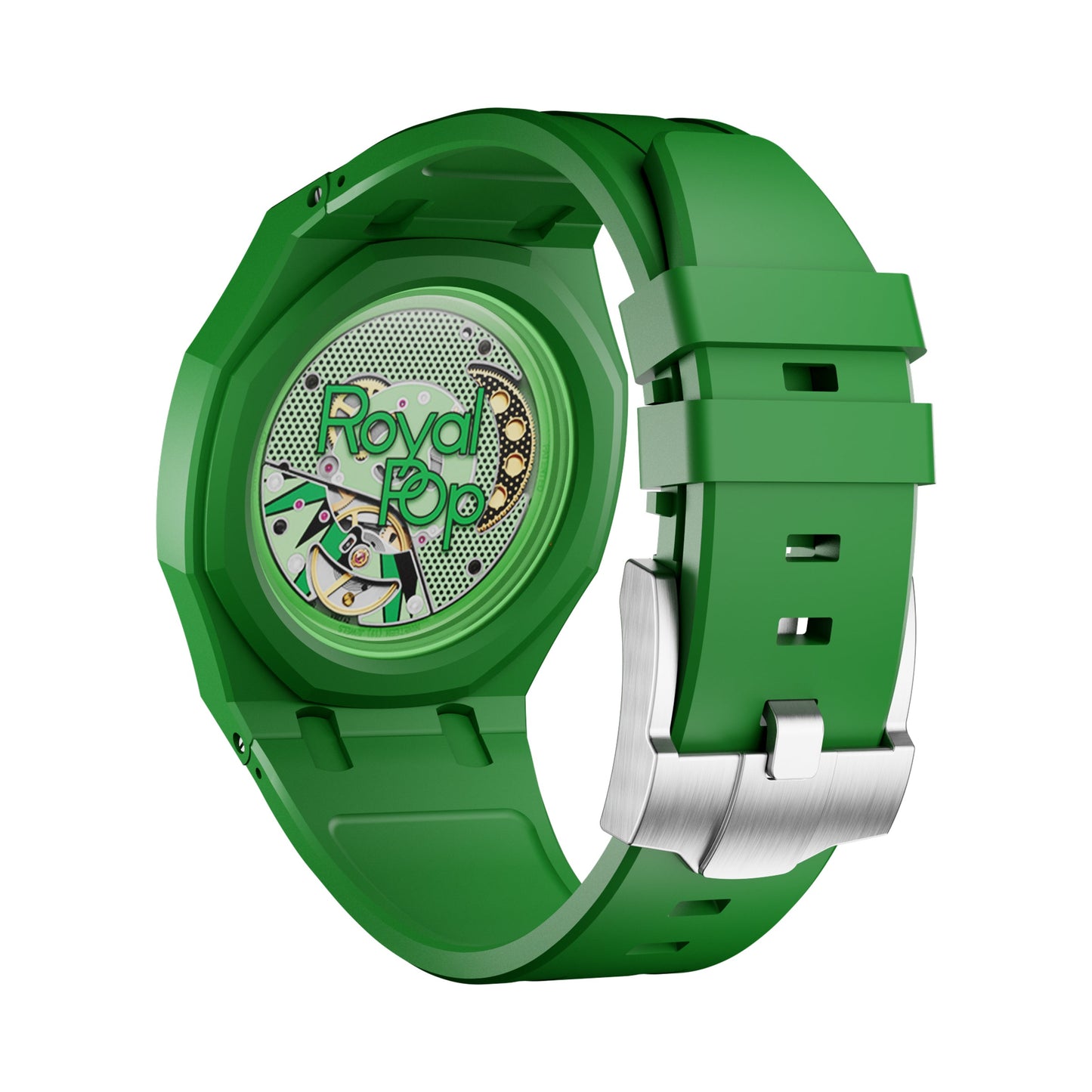 AP x Swatch Royal Pop Performance Band – Emerald Green – Vertical Crown Edition | Waloo Watch Bands