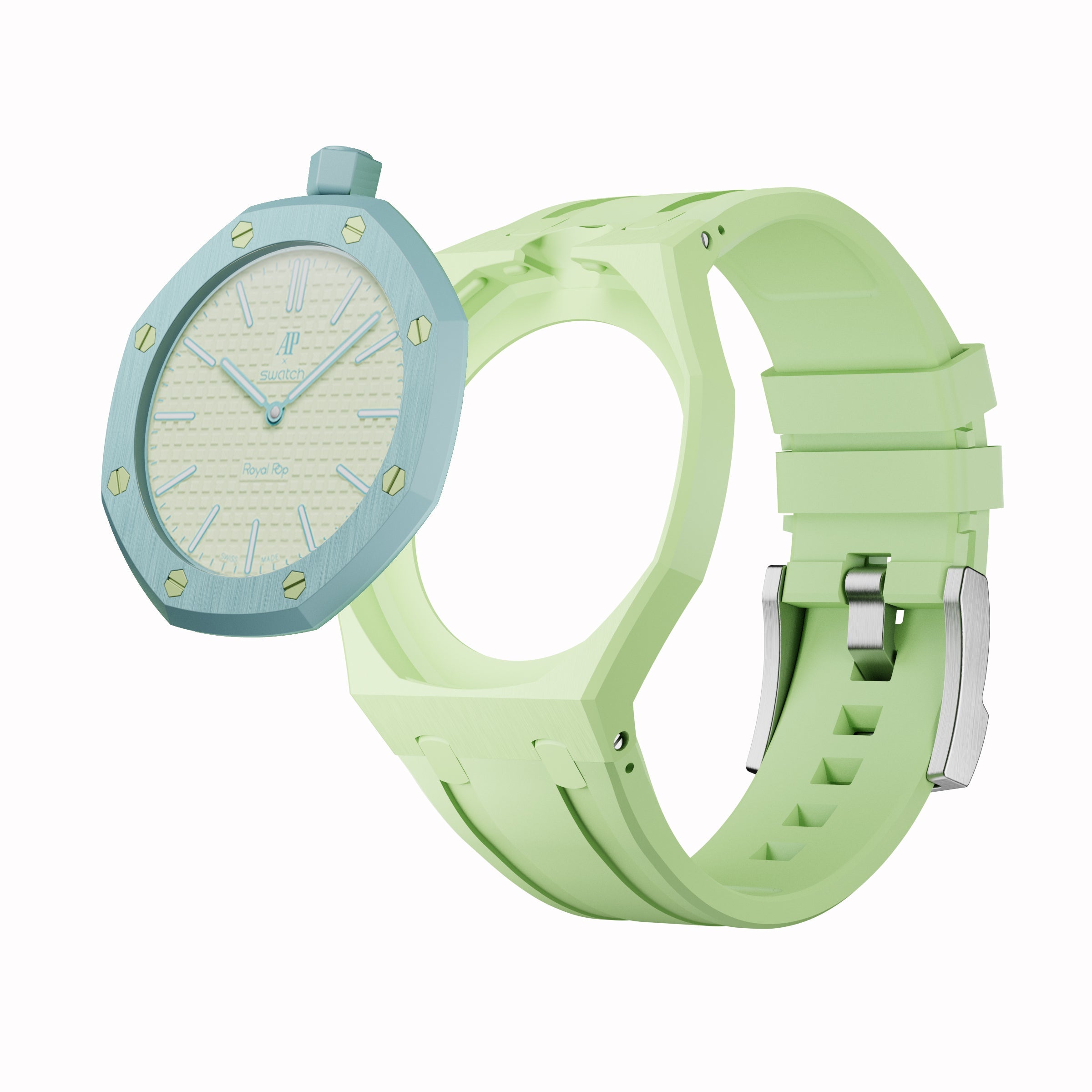 AP x Swatch Royal Pop Performance Band – Pistachio Mint – Vertical
