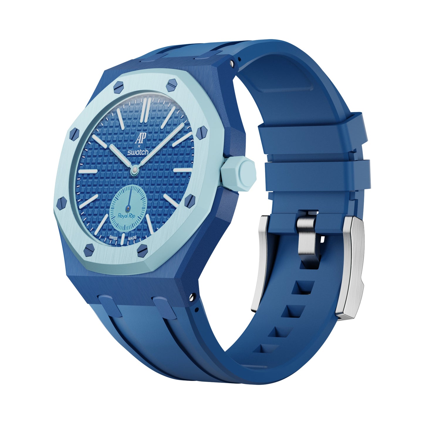 AP x Swatch Royal Pop Performance Band – Sky Blue – Classic Crown Edition | Waloo Watch Bands