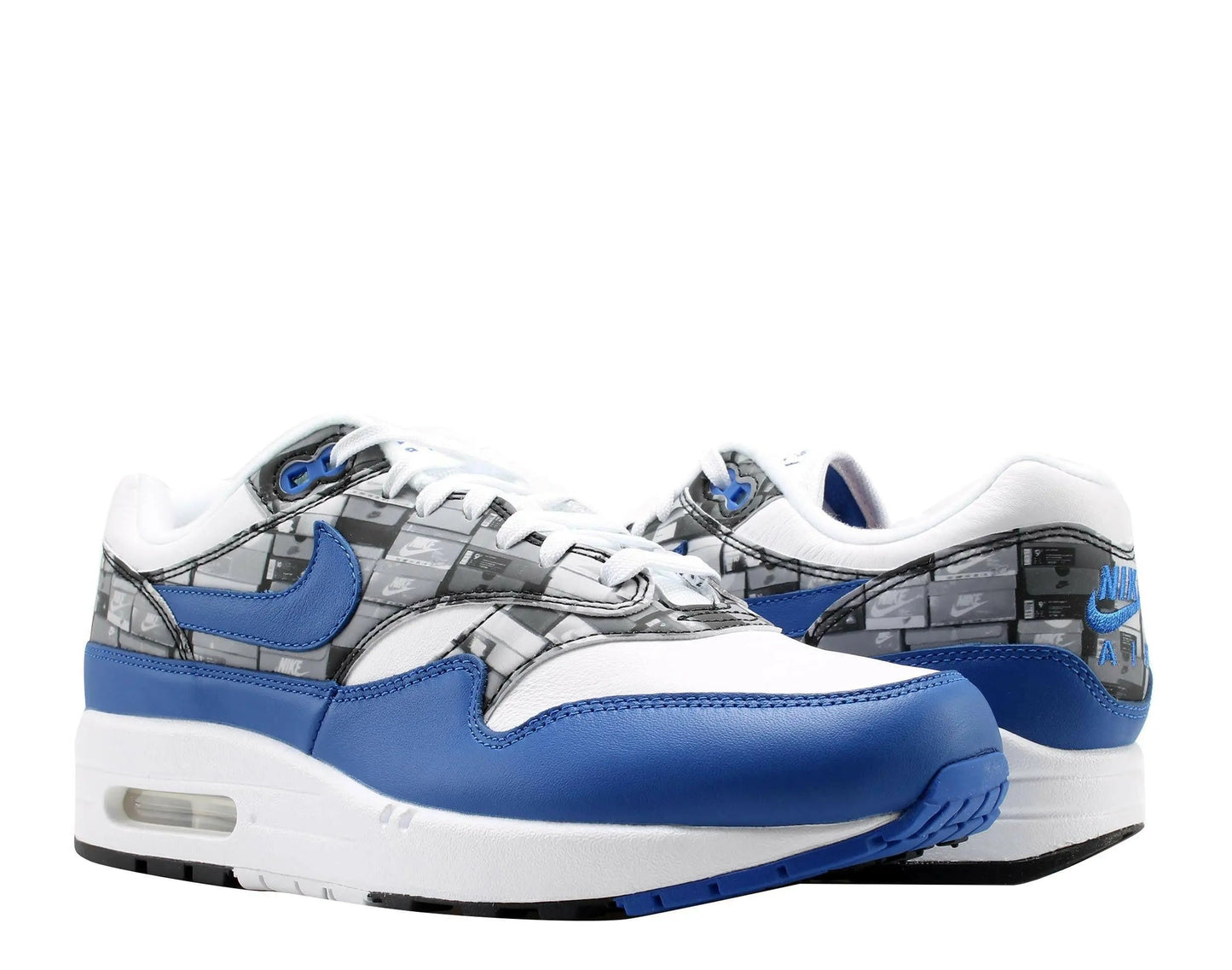 Nike Air Max 1 Print Men Running Sneakers White/Game Royal-Neutral Grey