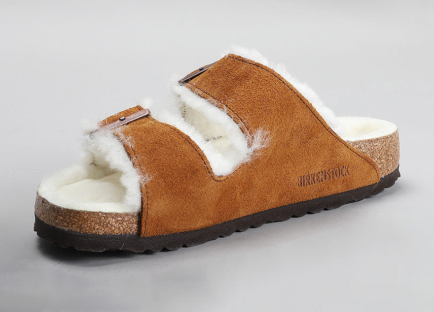 [1001128] Unisex Birkenstock Arizona Shearling Suede Leather (Regular Width)