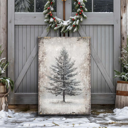 Vintage Christmas Tree Wall Art with Free Christmas Recipe Book