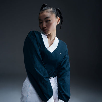 Nike Women's Sportswear Essential Contrast-Trim Woven V-Neck Top