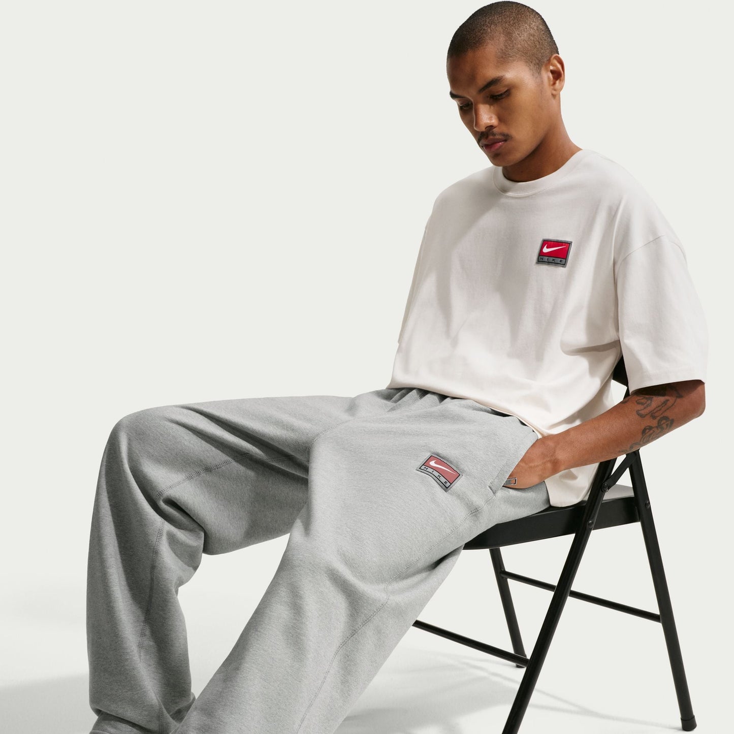 Nike Mens Solo Swoosh Joggers - Grey/White