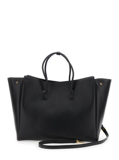 Medium Black Handbag With Embossed Logo
