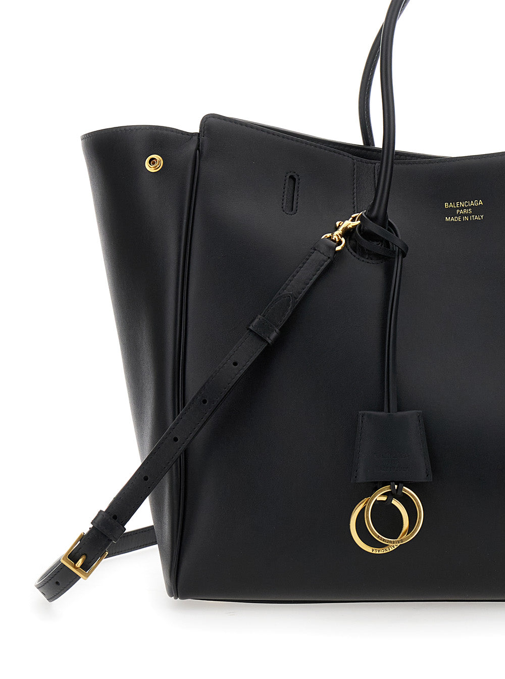 Medium Black Handbag With Embossed Logo