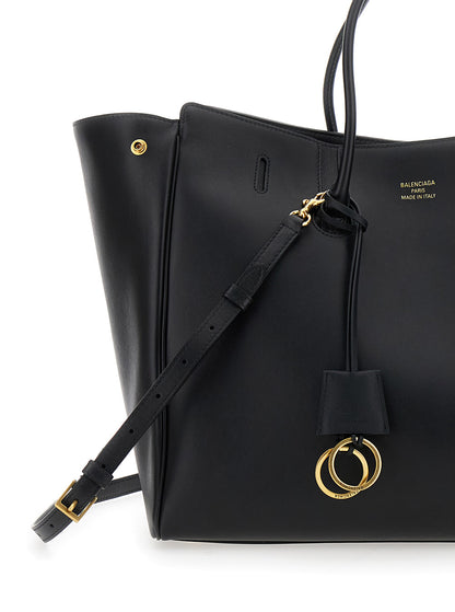 Medium Black Handbag With Embossed Logo