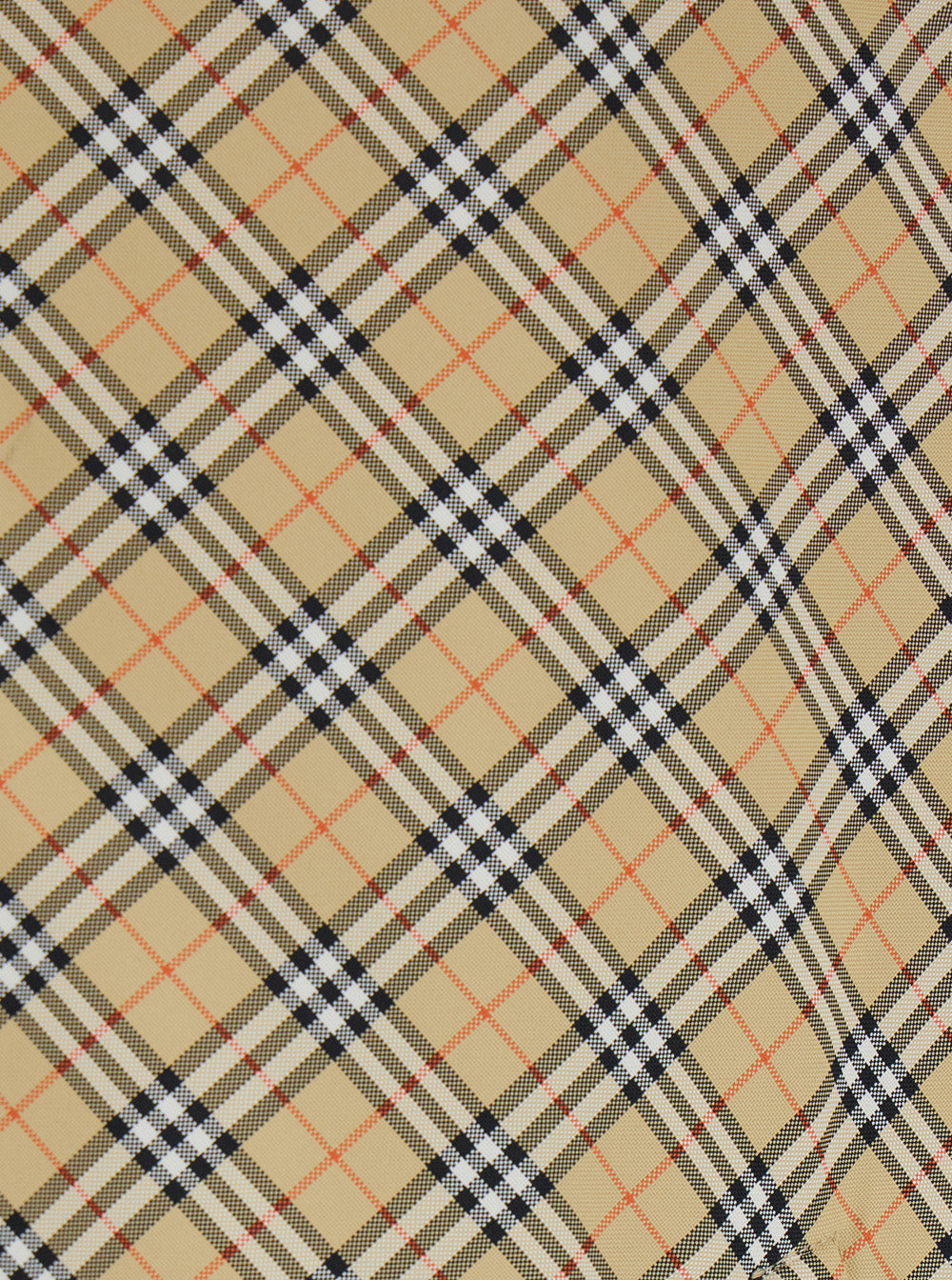 Beige Jacket With Classic Collar and Check Motif