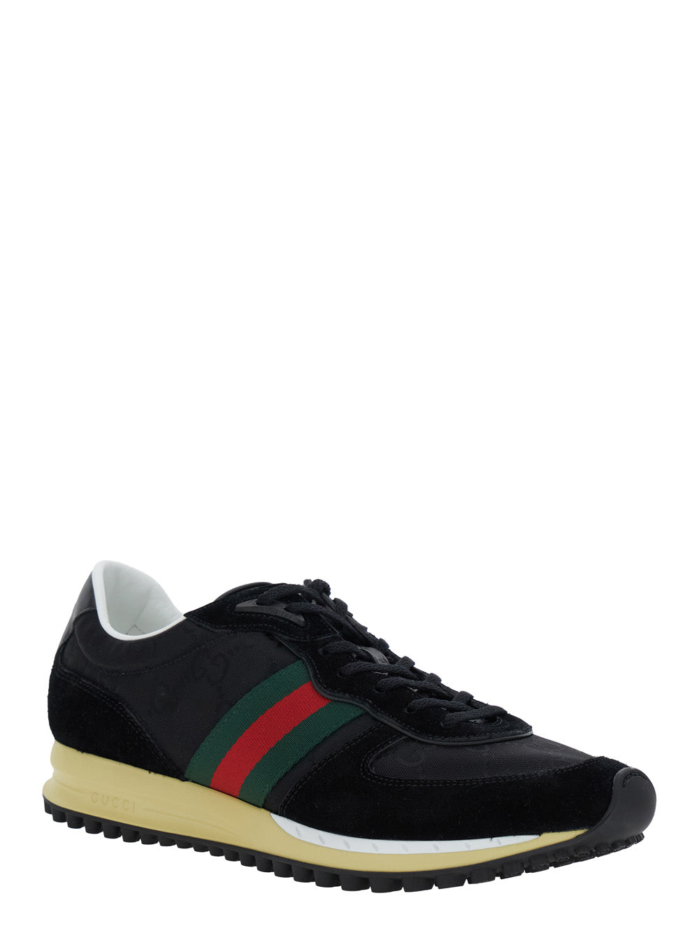 Black Low-Top Sneakers With Side Web Detail
