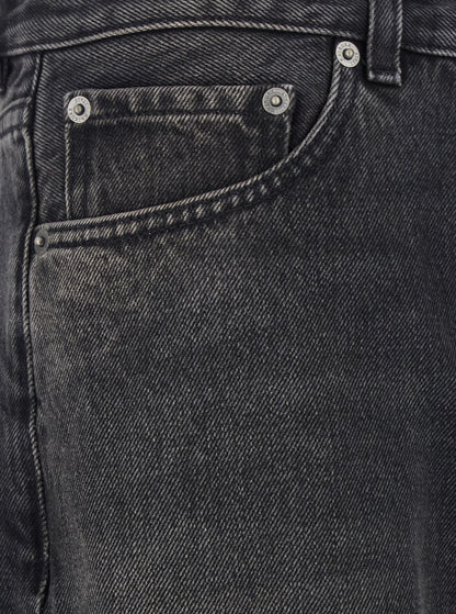 Grey Wide Leg Jeans With Logo Patch
