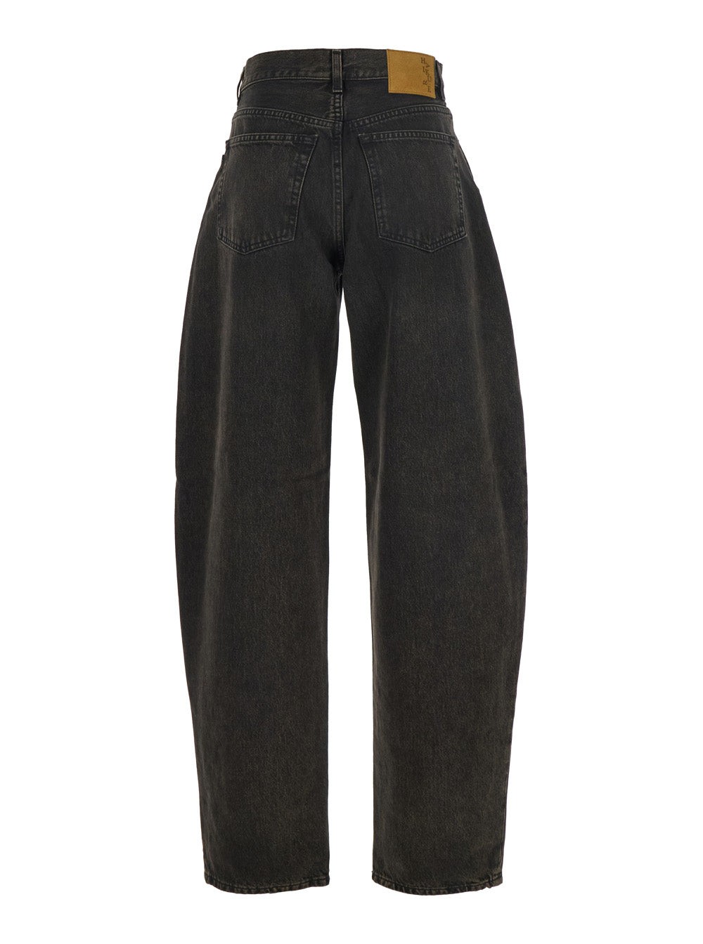 Brown Jeans With Logo Patch and Tapered Leg