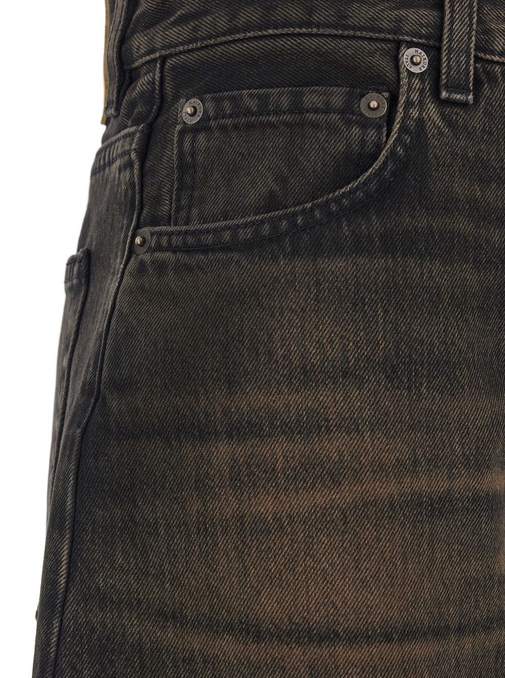 Brown Jeans With Logo Patch and Tapered Leg