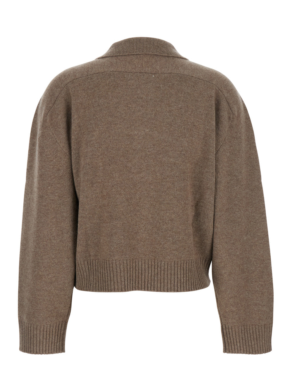 Brown Cashmere Polo Style Sweater